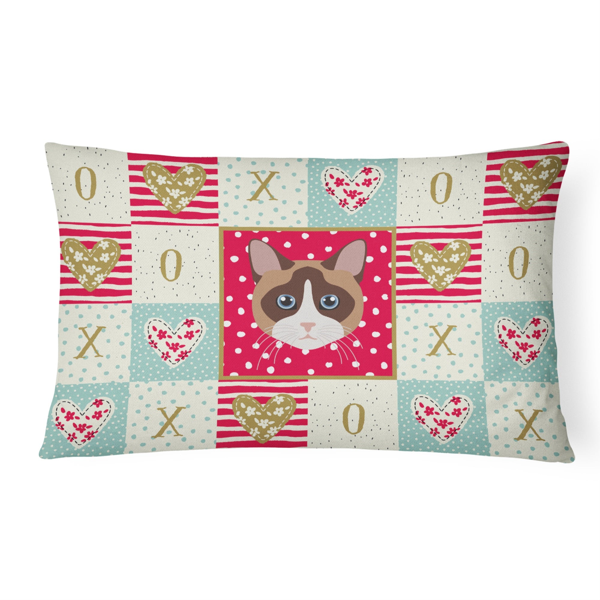 Snowshoe Cat Love Canvas Fabric Decorative Pillow